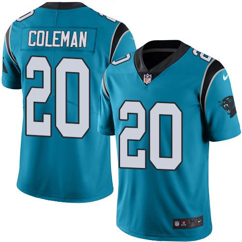 Nike Panthers #20 Kurt Coleman Blue Men's Stitched NFL Limited Rush Jersey - Click Image to Close